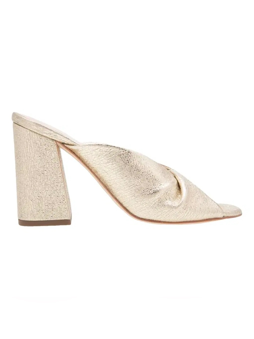 Loeffler Randall Metallic Gold Knotted Open‑Toe Mule Heels